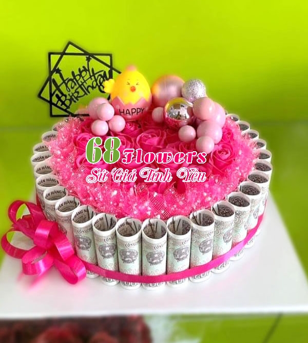 Bánh sinh nhật tone hồng xinh